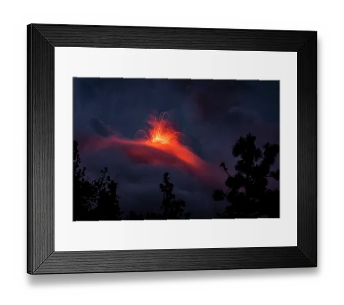 Framed Print : Fuego volcano erupting on a stormy night, Sierra Madre, Guatemala. May, 2022 Framed Print : Fuego volcano erupting on a stormy night, Sierra Madre, Guatemala. May, 2022