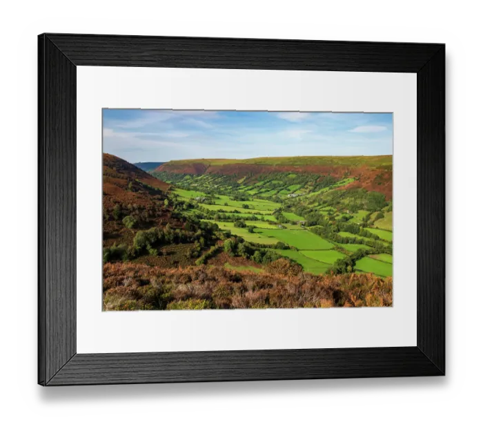 Framed Print : View of Vale of Ewyas from the Ffridd, Llanthony, Brecon Beacons National Park, Wales, UK, October 2023