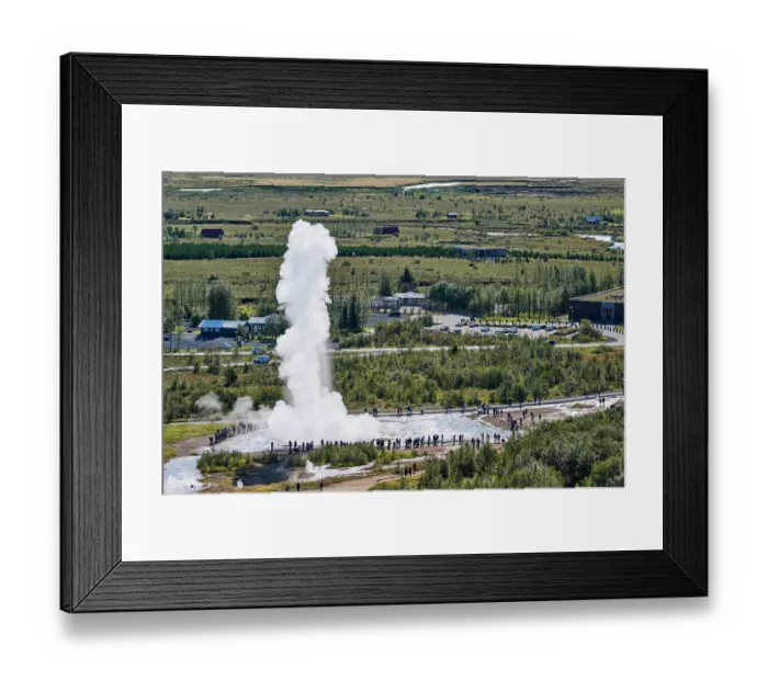 Framed Print : Aerial view of Strokkur Geyser erupting, Geysir, Selfoss, Iceland. September, 2023 Framed Print : Aerial view of Strokkur Geyser erupting, Geysir, Selfoss, Iceland. September, 2023