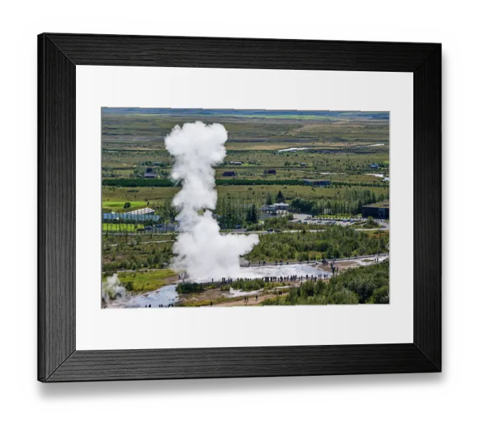 Framed Print : Aerial view of Strokkur Geyser erupting, Geysir, Selfoss, Iceland. September, 2023 Framed Print : Aerial view of Strokkur Geyser erupting, Geysir, Selfoss, Iceland. September, 2023