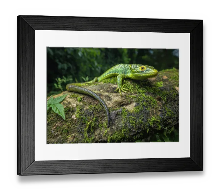 Framed Print : Alligator lizard (Abronia meledona) resting on moss covered log in rainforest, Guatemala. Endangered Framed Print : Alligator lizard (Abronia meledona) resting on moss covered log in rainforest, Guatemala. Endangered