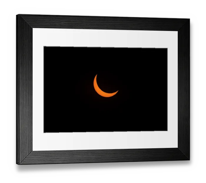 Framed Print : Partial eclipse of the sun prior to total eclipse, viewed from near the center of the path of totality, near Rexburg, Idaho, USA. August 21, 2017 Framed Print : Partial eclipse of the sun prior to total eclipse, viewed from near the center of the path of totality, near Rexburg, Idaho, USA. August 21, 2017