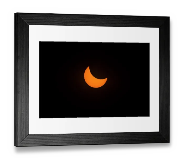 Framed Print : Partial eclipse of the sun prior to total eclipse, viewed from near the center of the path of totality, near Rexburg, Idaho, USA. August 21, 2017 Framed Print : Partial eclipse of the sun prior to total eclipse, viewed from near the center of the path of totality, near Rexburg, Idaho, USA. August 21, 2017