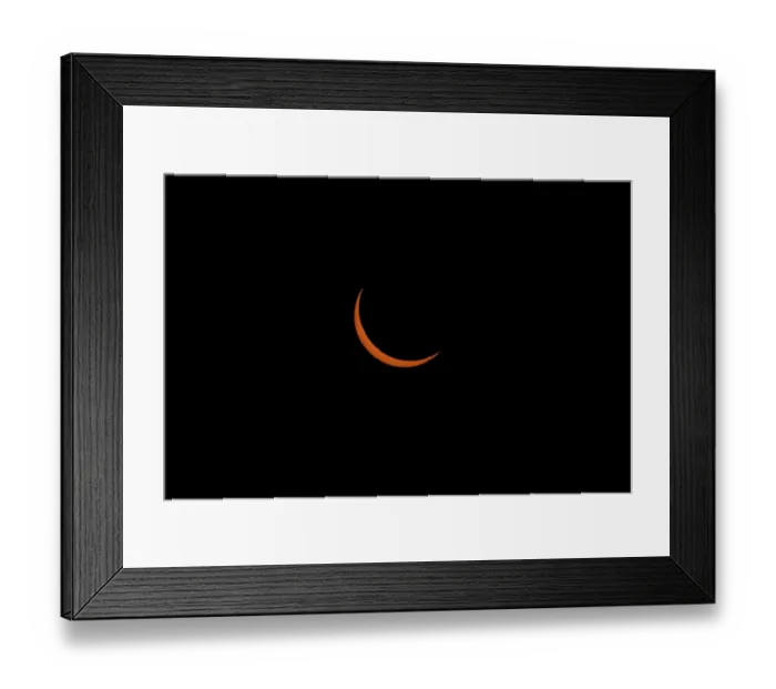 Framed Print : Partial eclipse of the sun prior to total eclipse, viewed from near the center of the path of totality, near Rexburg, Idaho, USA. August 21, 2017 Framed Print : Partial eclipse of the sun prior to total eclipse, viewed from near the center of the path of totality, near Rexburg, Idaho, USA. August 21, 2017