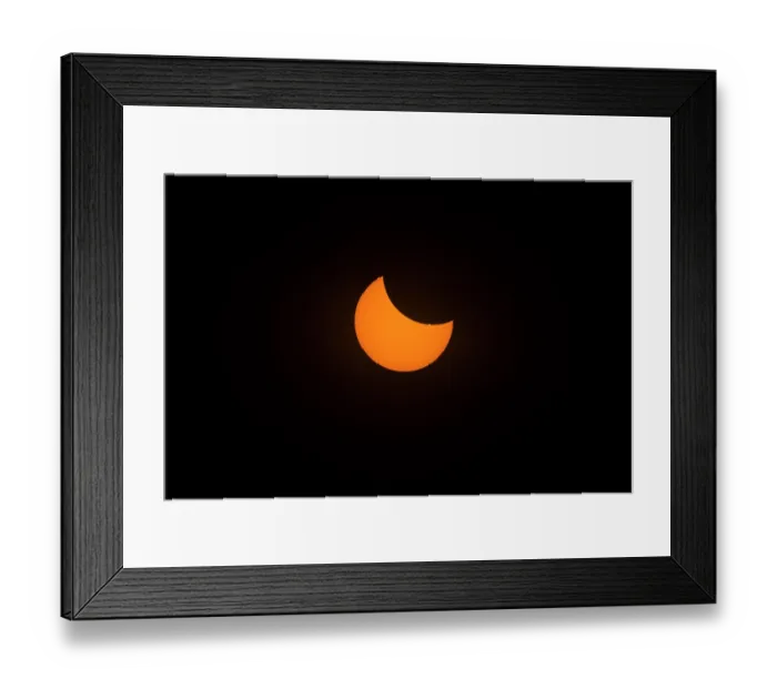 Framed Print : Partial eclipse of the sun prior to total eclipse, viewed from near the center of the path of totality, near Rexburg, Idaho, USA. August 21, 2017 Framed Print : Partial eclipse of the sun prior to total eclipse, viewed from near the center of the path of totality, near Rexburg, Idaho, USA. August 21, 2017