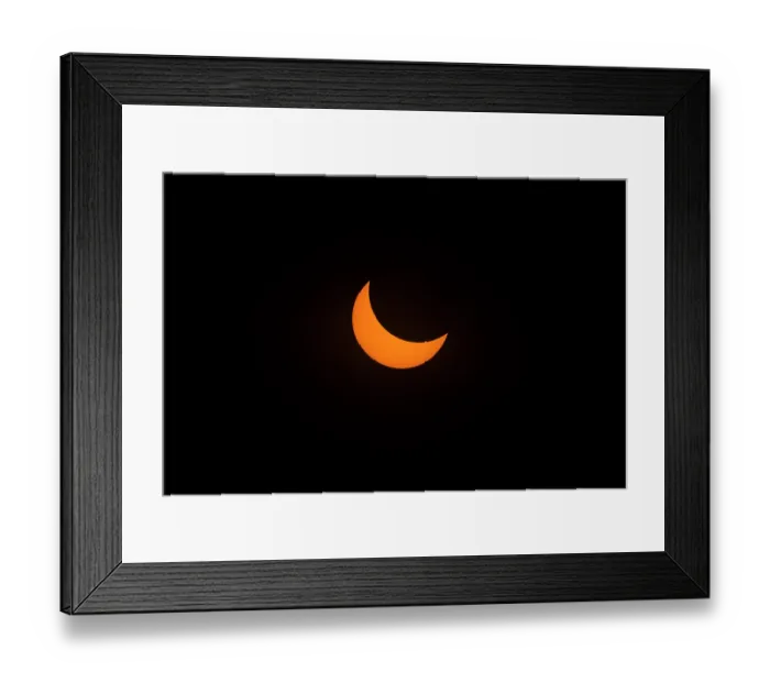 Framed Print : Partial eclipse of the sun prior to total eclipse, viewed from near the center of the path of totality, near Rexburg, Idaho, USA. August 21, 2017 Framed Print : Partial eclipse of the sun prior to total eclipse, viewed from near the center of the path of totality, near Rexburg, Idaho, USA. August 21, 2017