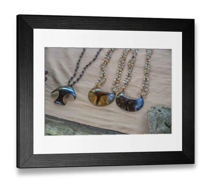 Framed Print : Jewelery made from shells and turtle shells for sale in small coastal community near Kavieng, New Ireland Province, Papua New Guinea. November, 2023 Framed Print : Jewelery made from shells and turtle shells for sale in small coastal community near Kavieng, New Ireland Province, Papua New Guinea. November, 2023