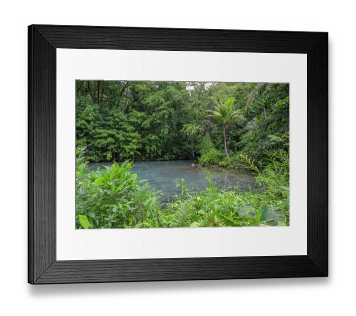 Framed Print : A clear brackish lagoon surrounded by dense vegetation, Mussau Island, New Ireland Province, Papua New Guinea. December, 2023