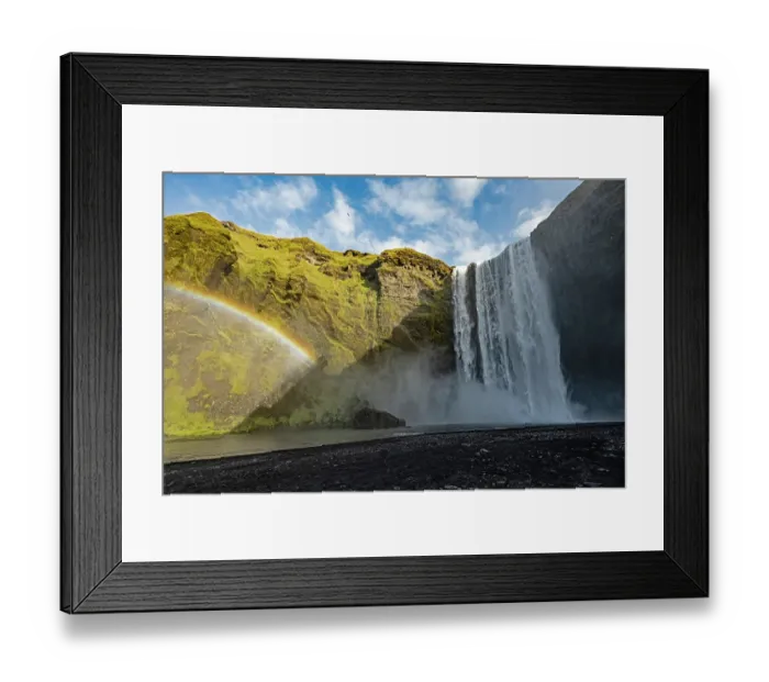 Framed Print : Skogafoss Waterfall and rainbow on the Skoga River, Iceland. September, 2023 Framed Print : Skogafoss Waterfall and rainbow on the Skoga River, Iceland. September, 2023