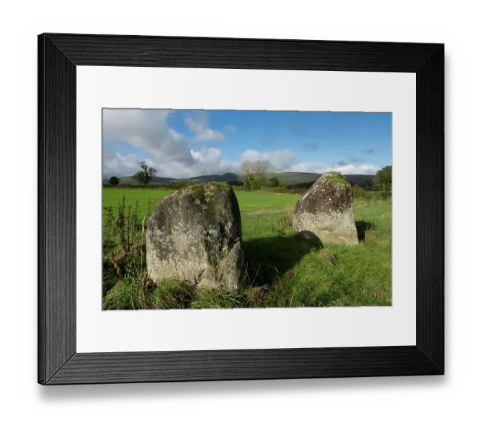 Framed Print : Two of the Four Stones, a prehistoric monument dating to the Late Neolithic or Early Bronze Age, Walton Basin, a glacial lakebed, Radnorshire, Wales, UK. November, 2023 Framed Print : Two of the Four Stones, a prehistoric monument dating to the Late Neolithic or Early Bronze Age, Walton Basin, a glacial lakebed, Radnorshire, Wales, UK. November, 2023