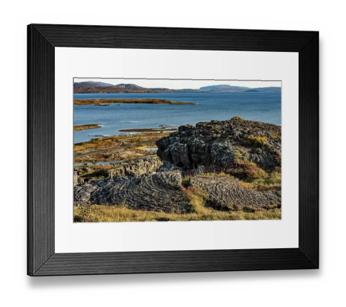 Framed Print : Silfra, a rift valley formed in the Mid-Atlantic Ridge and Thingvellir Lake with ropey lava in the foreground, Thingvellir National Park, UNESCO World Heritage Site, Selfoss Framed Print : Silfra, a rift valley formed in the Mid-Atlantic Ridge and Thingvellir Lake with ropey lava in the foreground, Thingvellir National Park, UNESCO World Heritage Site, Selfoss