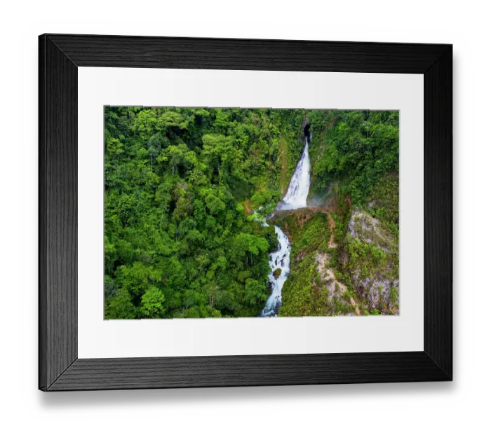 Framed Print : Aerial view of waterfall in tropical, humid forest, Finca Sacmoc, Alta Verapaz, Guatemala. May, 2023 Framed Print : Aerial view of waterfall in tropical, humid forest, Finca Sacmoc, Alta Verapaz, Guatemala. May, 2023