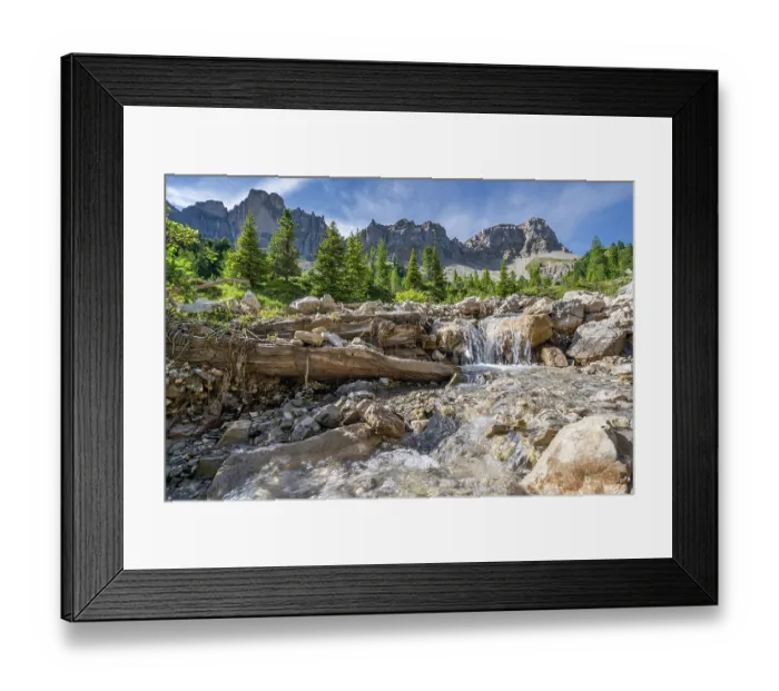 Framed Print : Alpine stream on Adolf Munkel hiking route with Odle / Geisler mountain group behind, Puez-Odle Nature Park, South Tyrol. Italian Dolomites, Italy. August, 2023 Framed Print : Alpine stream on Adolf Munkel hiking route with Odle / Geisler mountain group behind, Puez-Odle Nature Park, South Tyrol. Italian Dolomites, Italy. August, 2023