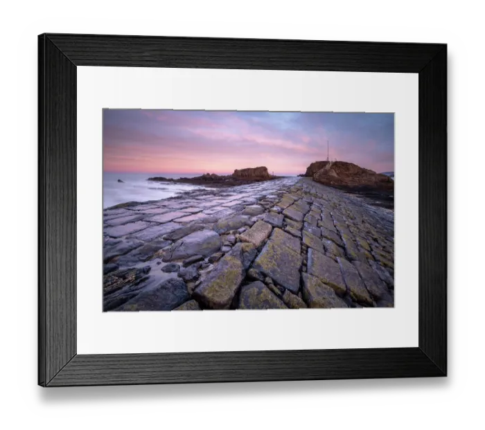 Framed Print : Bude breakwater at sunrise, Bude, North Cornwall, England, UK. January, 2023