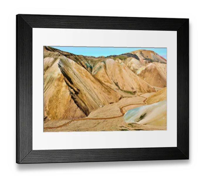 Framed Print : Rhyolite mountains, Landmannalaugar volcanic massif, Fjallabak Nature Reserve, Iceland. September, 2023