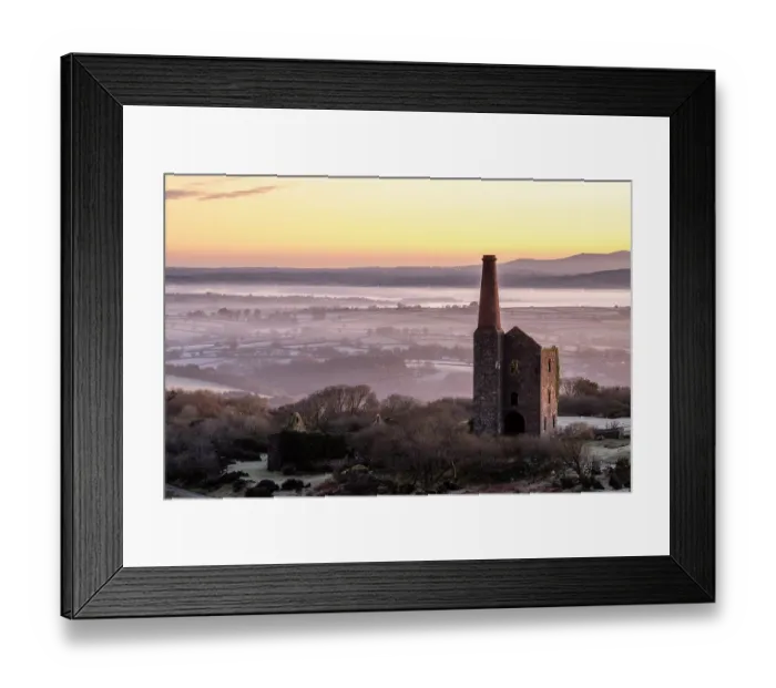 Framed Print : Phoenix United Mine, disused copper and tin mine, on moorland on a misty morning, Minions, Bodmin Moor, Cornwall, England, UK. February, 2023 Framed Print : Phoenix United Mine, disused copper and tin mine, on moorland on a misty morning, Minions, Bodmin Moor, Cornwall, England, UK. February, 2023