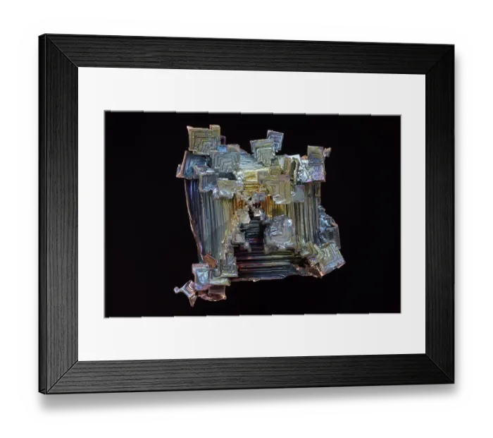 Framed Print : Bismuth, Bi chemical element, atomic number 83, a post-transition metal, laboratory grown Framed Print : Bismuth, Bi chemical element, atomic number 83, a post-transition metal, laboratory grown