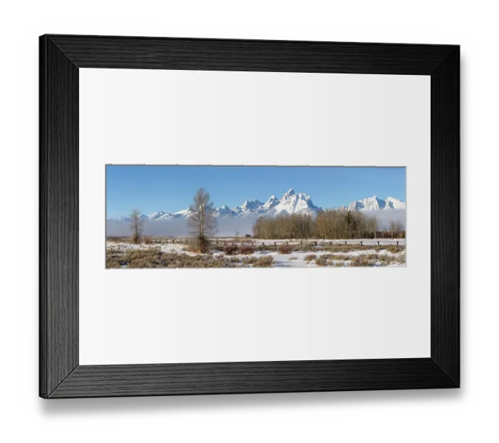 Framed Print : Grand Teton mountains and Snake River Valley in winter, Grand Teton National Park, Jackson Hole, Wyoming, USA. January, 2018 Framed Print : Grand Teton mountains and Snake River Valley in winter, Grand Teton National Park, Jackson Hole, Wyoming, USA. January, 2018