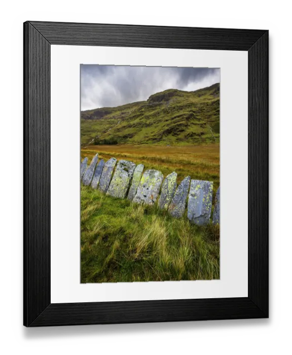Framed Print : Traditonal slate sheep fence, UNESCO World Heritage Site, Snowdonia / Eryri National Park, Blaenau Ffestiniog, Gwynedd, Wales, UK. October, 2022 Framed Print : Traditonal slate sheep fence, UNESCO World Heritage Site, Snowdonia / Eryri National Park, Blaenau Ffestiniog, Gwynedd, Wales, UK. October, 2022