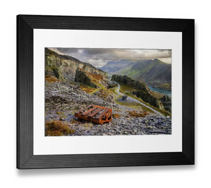 Framed Print : View over Dinorwig Quarry, a disused slate quarry, UNESCO World Heritage Site, Snowdonia / Eryri National Park, Llanberis, Wales, UK. October, 2022 Framed Print : View over Dinorwig Quarry, a disused slate quarry, UNESCO World Heritage Site, Snowdonia / Eryri National Park, Llanberis, Wales, UK. October, 2022