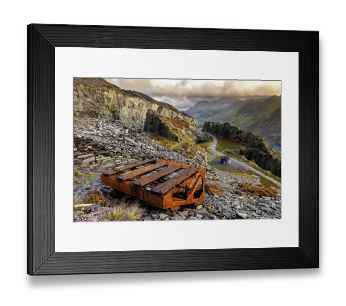 Framed Print : View over Dinorwig Quarry, a disused slate quarry, UNESCO World Heritage Site, Snowdonia / Eryri National Park, Llanberis, Wales, UK. October, 2022 Framed Print : View over Dinorwig Quarry, a disused slate quarry, UNESCO World Heritage Site, Snowdonia / Eryri National Park, Llanberis, Wales, UK. October, 2022