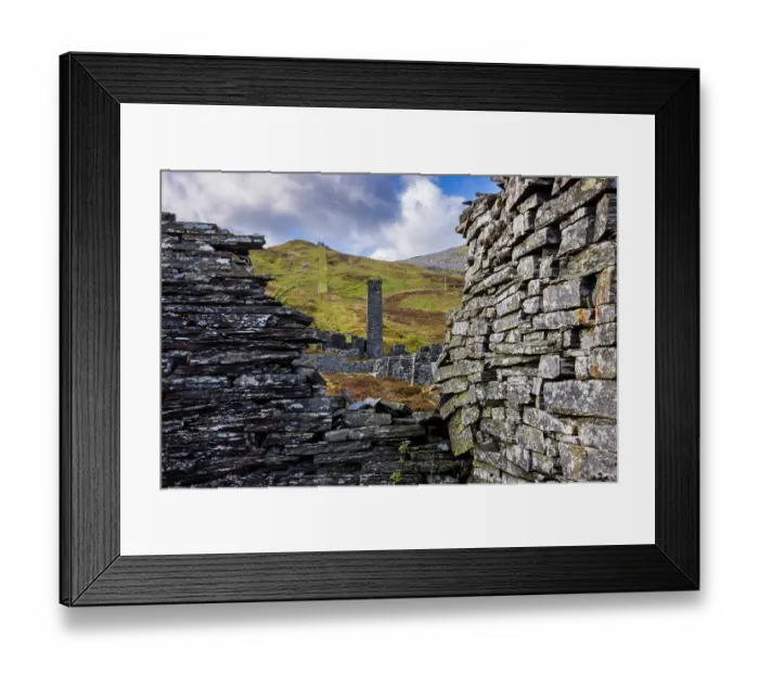 Framed Print : Slate quarry ruins at Rhiw-bach, Blaenau Ffestiniog, UNESCO World Heritage Site, Snowdonia / Eryri National Park, Wales, UK. October, 2022 Framed Print : Slate quarry ruins at Rhiw-bach, Blaenau Ffestiniog, UNESCO World Heritage Site, Snowdonia / Eryri National Park, Wales, UK. October, 2022