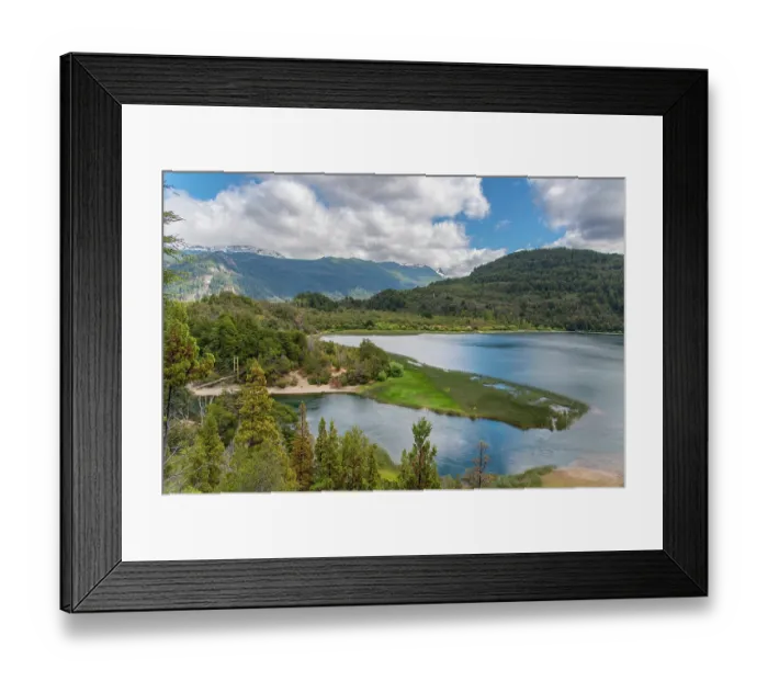 Framed Print : Verde Lake surrounded by termperate rainforest and the Arrayanes River suspension bridge, Los Alerces National Park, UNESCO World Heritage Site, Patagonia, Argentina. March 2024 Framed Print : Verde Lake surrounded by termperate rainforest and the Arrayanes River suspension bridge, Los Alerces National Park, UNESCO World Heritage Site, Patagonia, Argentina. March 2024