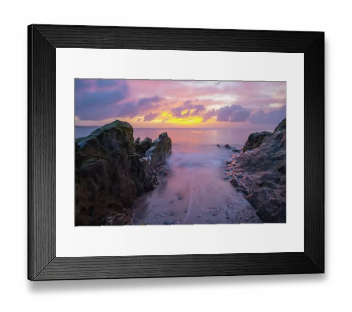 Framed Print : Dawn light and calm conditions looking out sea from beach at Tor cross, Slapton, South Devon, England, UK. April, 2023 Framed Print : Dawn light and calm conditions looking out sea from beach at Tor cross, Slapton, South Devon, England, UK. April, 2023