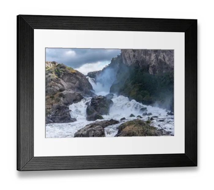 Framed Print : Salto Rio Ibanez waterfall, with brown water from volcanic ash, near Puerto Rio Ibanez, Patagonia, Chile. March, 2024 Framed Print : Salto Rio Ibanez waterfall, with brown water from volcanic ash, near Puerto Rio Ibanez, Patagonia, Chile. March, 2024