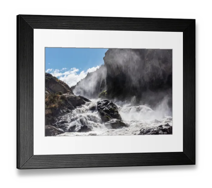 Framed Print : Salto Rio Ibanez waterfall, with brown water from volcanic ash, near Puerto Rio Ibanez, Patagonia, Chile. March, 2024 Framed Print : Salto Rio Ibanez waterfall, with brown water from volcanic ash, near Puerto Rio Ibanez, Patagonia, Chile. March, 2024
