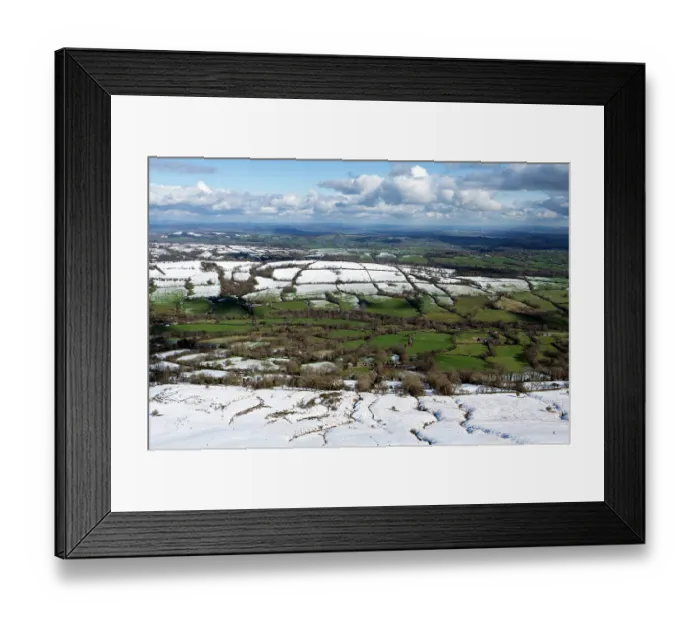 Framed Print : River Monnow Valley with small fields and hedges with rows of trees, viewed from Black Hill / Cat's Back, Herefordshire, England, UK. March, 2024 Framed Print : River Monnow Valley with small fields and hedges with rows of trees, viewed from Black Hill / Cat's Back, Herefordshire, England, UK. March, 2024