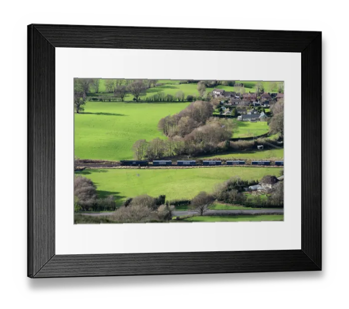 Framed Print : Direct Rail Services Tesco train 'removing 77 lorries from our roads' Stretton Gap, All Stretton, Shropshire, England, UK. February, 2024 Framed Print : Direct Rail Services Tesco train 'removing 77 lorries from our roads' Stretton Gap, All Stretton, Shropshire, England, UK. February, 2024