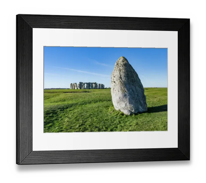 Framed Print : The Heel Stone, an unworked Sarsen stone, with Stonehenge in background, World Heritage Site, Wiltshire, England, UK. January, 2024 Framed Print : The Heel Stone, an unworked Sarsen stone, with Stonehenge in background, World Heritage Site, Wiltshire, England, UK. January, 2024