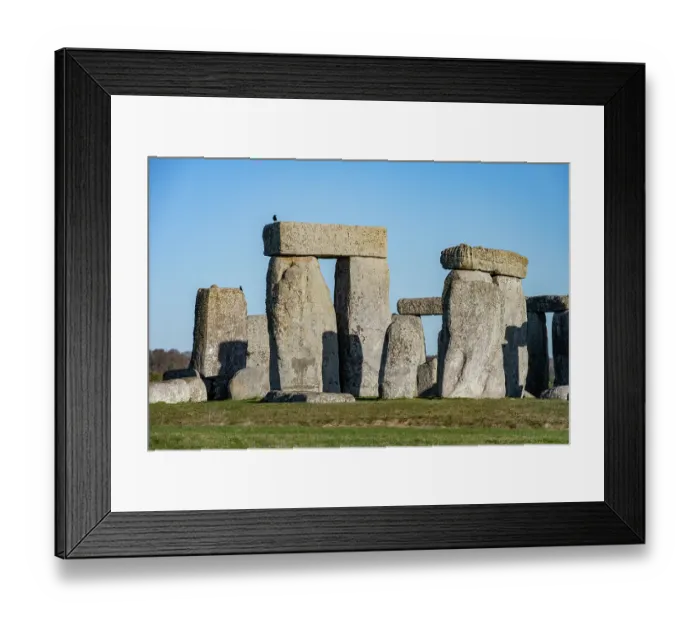 Framed Print : Two of the Stonehenge trilithons composed of sarsen stone, a silicified sandstone, constructed 2500 BC, World Heritage Site, Wiltshire, England, UK. January, 2024 Framed Print : Two of the Stonehenge trilithons composed of sarsen stone, a silicified sandstone, constructed 2500 BC, World Heritage Site, Wiltshire, England, UK. January, 2024