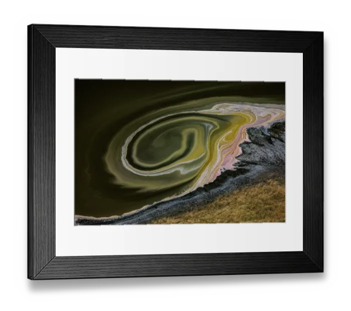 Framed Print : Aerial view of hypersaline soda lake, mineral formations sometimes generated by microorganisms, presence of large quantities of soda ash, Lake Magadi, Kenya. February, 2024 Framed Print : Aerial view of hypersaline soda lake, mineral formations sometimes generated by microorganisms, presence of large quantities of soda ash, Lake Magadi, Kenya. February, 2024