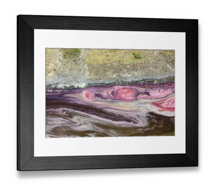 Framed Print : Aerial view of hypersaline soda lake, mineral formations sometimes generated by microorganisms, presence of large quantities of soda ash, Lake Magadi, Kenya. February, 2024 Framed Print : Aerial view of hypersaline soda lake, mineral formations sometimes generated by microorganisms, presence of large quantities of soda ash, Lake Magadi, Kenya. February, 2024