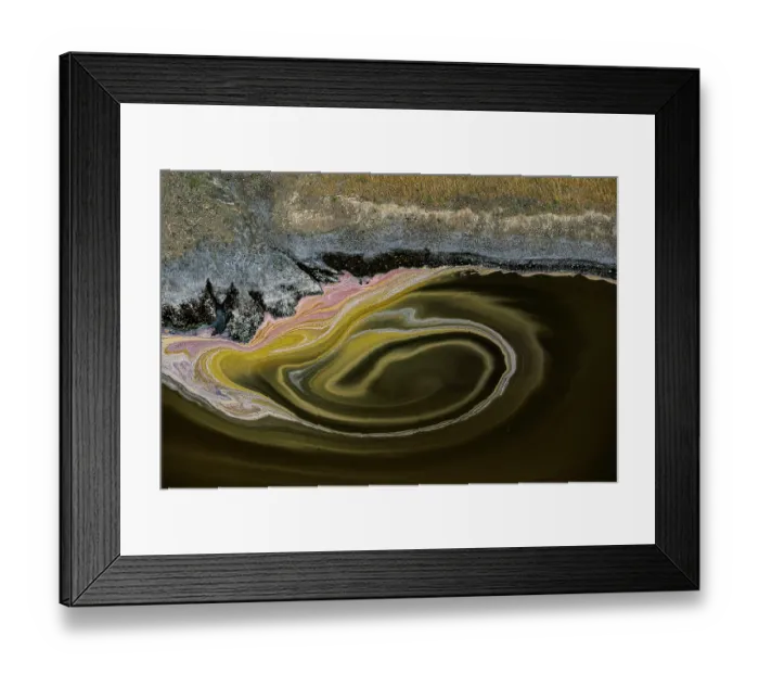 Framed Print : Aerial view of hypersaline soda lake, mineral formations sometimes generated by microorganisms, presence of large quantities of soda ash, Lake Magadi, Kenya. February, 2024 Framed Print : Aerial view of hypersaline soda lake, mineral formations sometimes generated by microorganisms, presence of large quantities of soda ash, Lake Magadi, Kenya. February, 2024