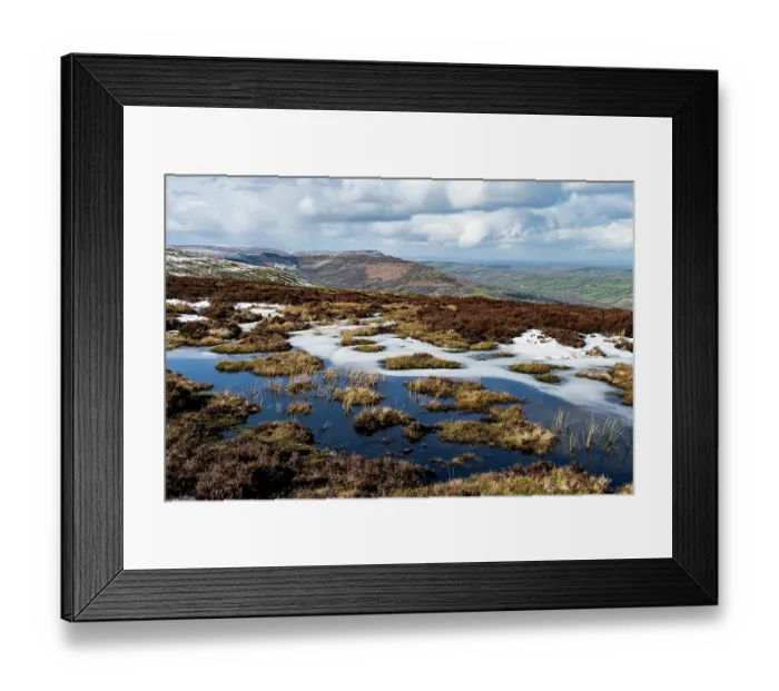 Framed Print : Dystrophic pond on heather moorland on the Black Mountains with Black Hill / Cat's Back in the background, Herefordshire, England, UK. March, 2024 Framed Print : Dystrophic pond on heather moorland on the Black Mountains with Black Hill / Cat's Back in the background, Herefordshire, England, UK. March, 2024