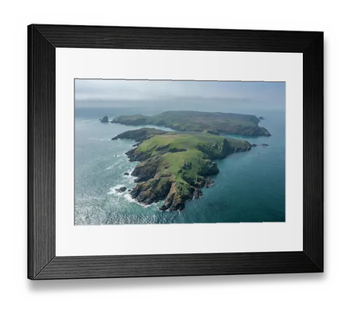 Framed Print : Aerial view of Skomer Island, Pembrokeshire, Wales, UK. April, 2023 Framed Print : Aerial view of Skomer Island, Pembrokeshire, Wales, UK. April, 2023