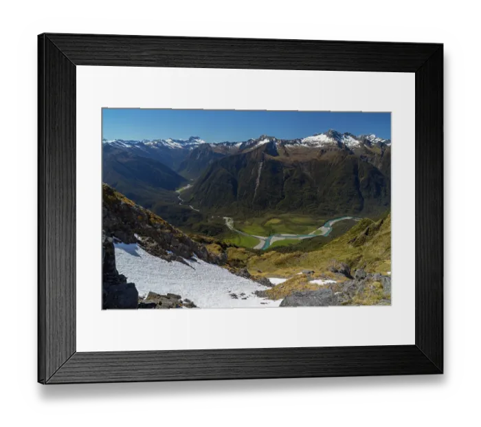 Framed Print : The Waitoto River flowing through valley far below the alpine habitat of the New Zealand rock wren (Xenicus gilviventris), Haast Range, West Coast, New Zealand. November, 2017 Framed Print : The Waitoto River flowing through valley far below the alpine habitat of the New Zealand rock wren (Xenicus gilviventris), Haast Range, West Coast, New Zealand. November, 2017