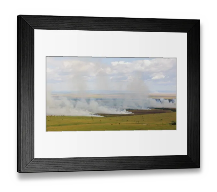 Framed Print : Controlled burning of grassland, Masai Mara National Reserve, Kenya. February, 2024 Framed Print : Controlled burning of grassland, Masai Mara National Reserve, Kenya. February, 2024
