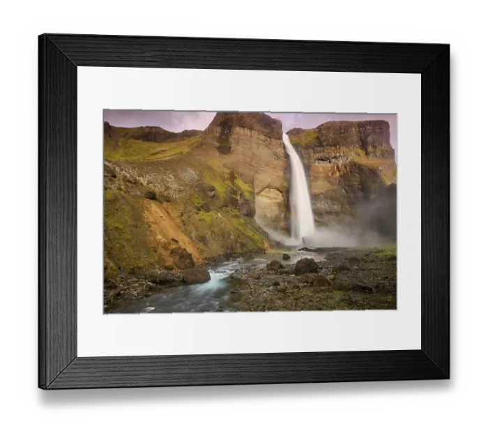 Framed Print : Haifoss waterfall cascading over steep cliffs, Fossa river, Fossadalur, Iceland. September, 2023