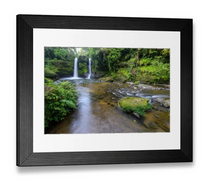 Framed Print : Rainforest waterfall flowing over moss-covered rocks in buffer zone of Sumaco National Park, Ecuador. January, 2024 Framed Print : Rainforest waterfall flowing over moss-covered rocks in buffer zone of Sumaco National Park, Ecuador. January, 2024