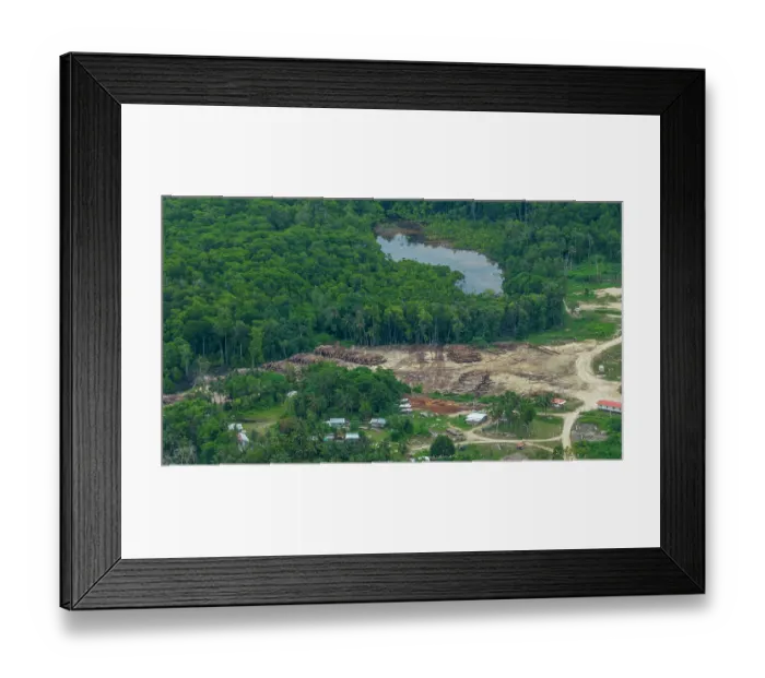 Framed Print : Aerial view of a logging base on Mussau Island, Murat LLG, Bismarck Archipelago, New Ireland Province, Papua New Guinea. November, 2023 Framed Print : Aerial view of a logging base on Mussau Island, Murat LLG, Bismarck Archipelago, New Ireland Province, Papua New Guinea. November, 2023