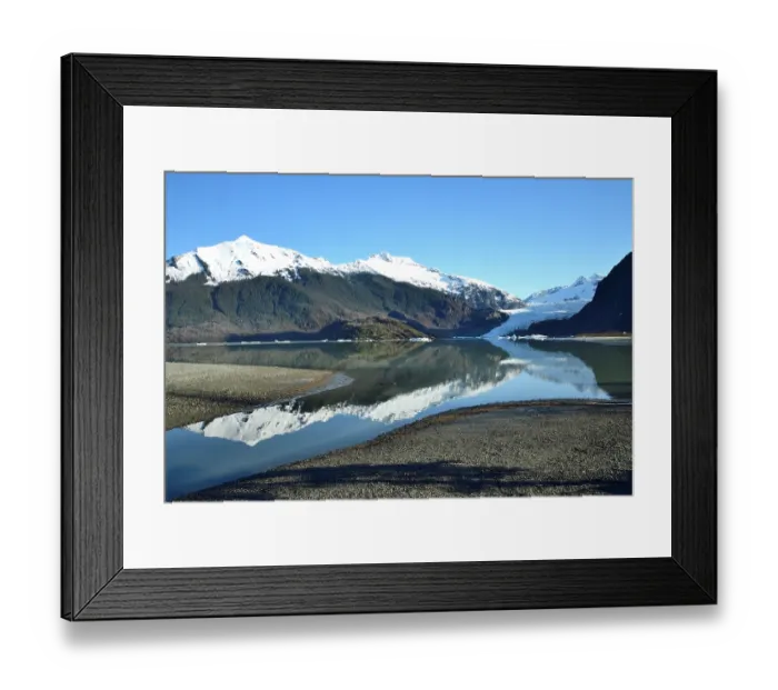 Framed Print : Mendenhall Lake and the retreating Mendenhall Glacier, Juneau, Alaska, USA. May, 2023