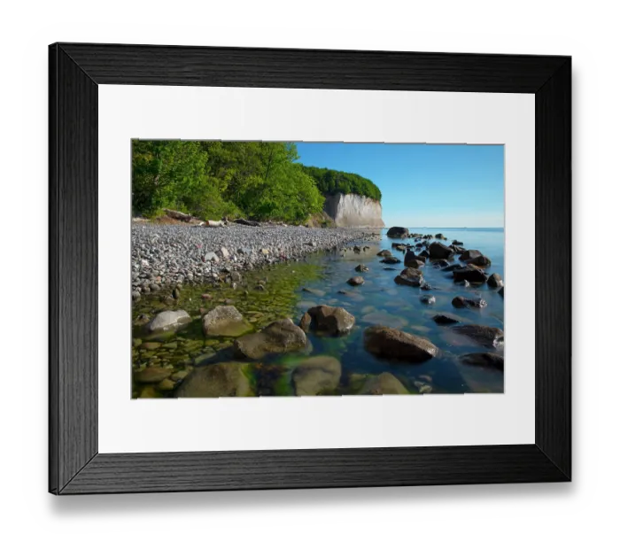 Framed Print : Rocky shoreline of Rugen island, with chalk cliffs and European beech (Fagus sylvatica) forest in background, UNESCO world heritage site, Jasmund National Park, Baltic Sea Framed Print : Rocky shoreline of Rugen island, with chalk cliffs and European beech (Fagus sylvatica) forest in background, UNESCO world heritage site, Jasmund National Park, Baltic Sea
