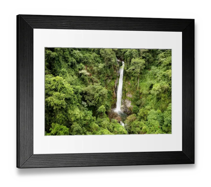 Framed Print : Waterfall in rainforest on the way from Minca to Bajo agua linda, Sierra Nevada de Santa Marta, Colombia. December, 2021