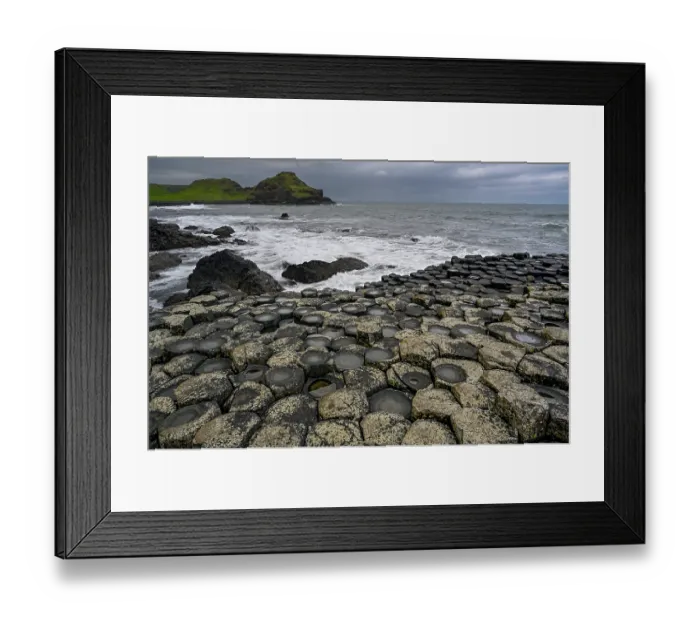 Framed Print : RF - Basalt hexagonal rocks at the Giant's Causeway, UNESCO World Heritage Site, County Antrim, Northern Ireland, UK