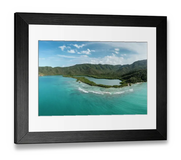 Framed Print : Aerial view of coastline and mangrove wetlands along Chengue Bay Tayrona National Park, Colombia, Caribbean Sea. December, 2021 Framed Print : Aerial view of coastline and mangrove wetlands along Chengue Bay Tayrona National Park, Colombia, Caribbean Sea. December, 2021