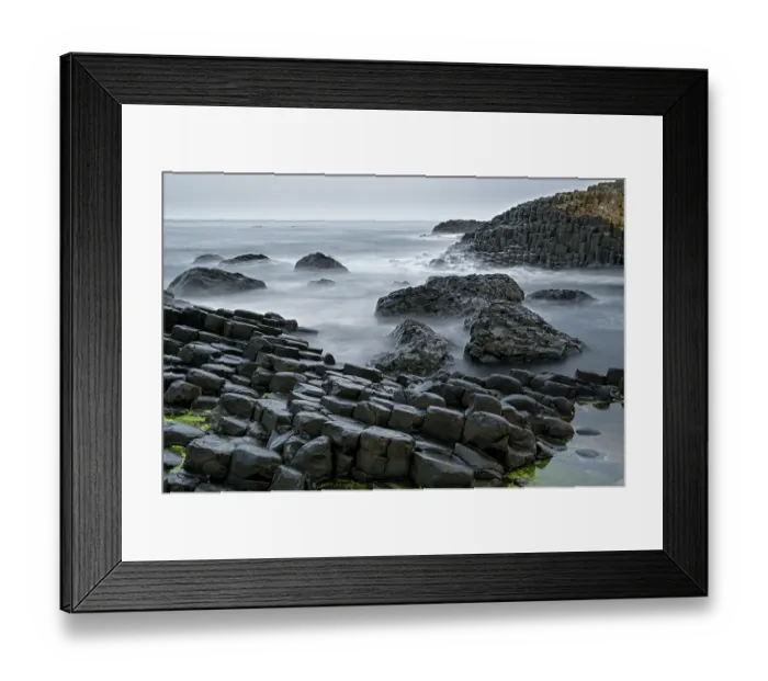 Framed Print : RF - Coastal basalt landscape, Giant's Causeway, UNESCO World Heritage Site, County Antrim, Northern Ireland, UK. June, 2022